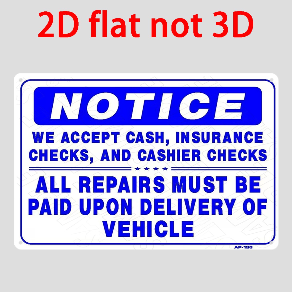 2D Flat Non‑3D Metal Wall Sign - Auto Repair Shop Insurance ulasan dan harga